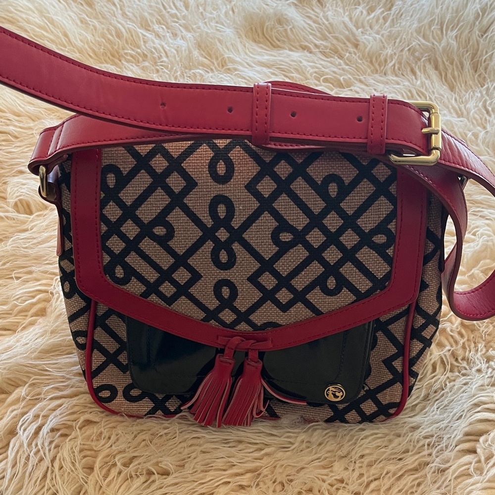 Spartina 449 Red leather and Black Crossbody Bag
